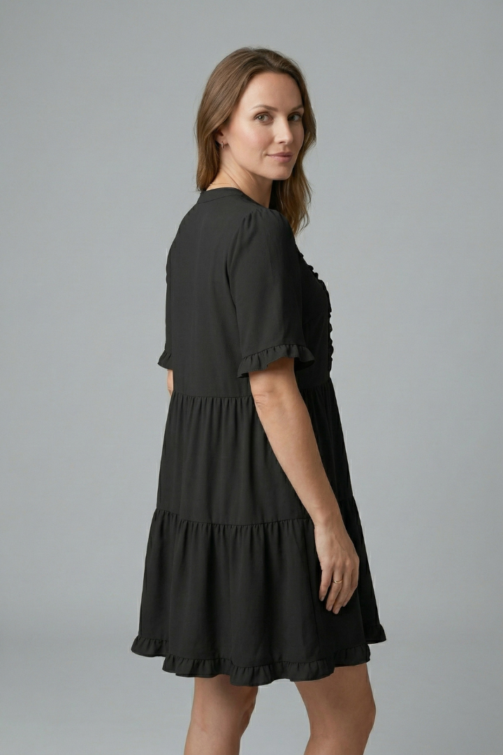 Mujer Vestido con cuello en V y Ruffle Detail