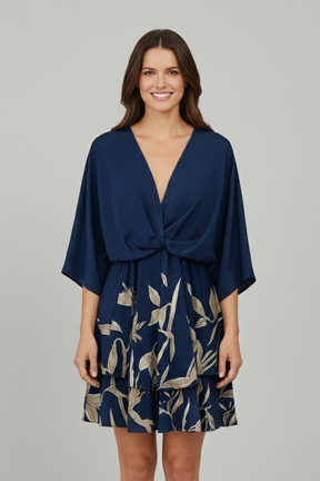 Mujer Vestido con cuello en V y Ruffled Hem