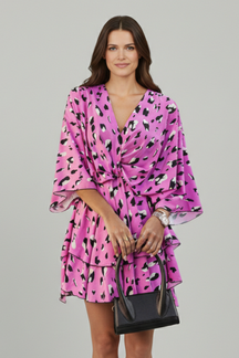 Mujer Vestido con cuello en V y Ruffled Hem