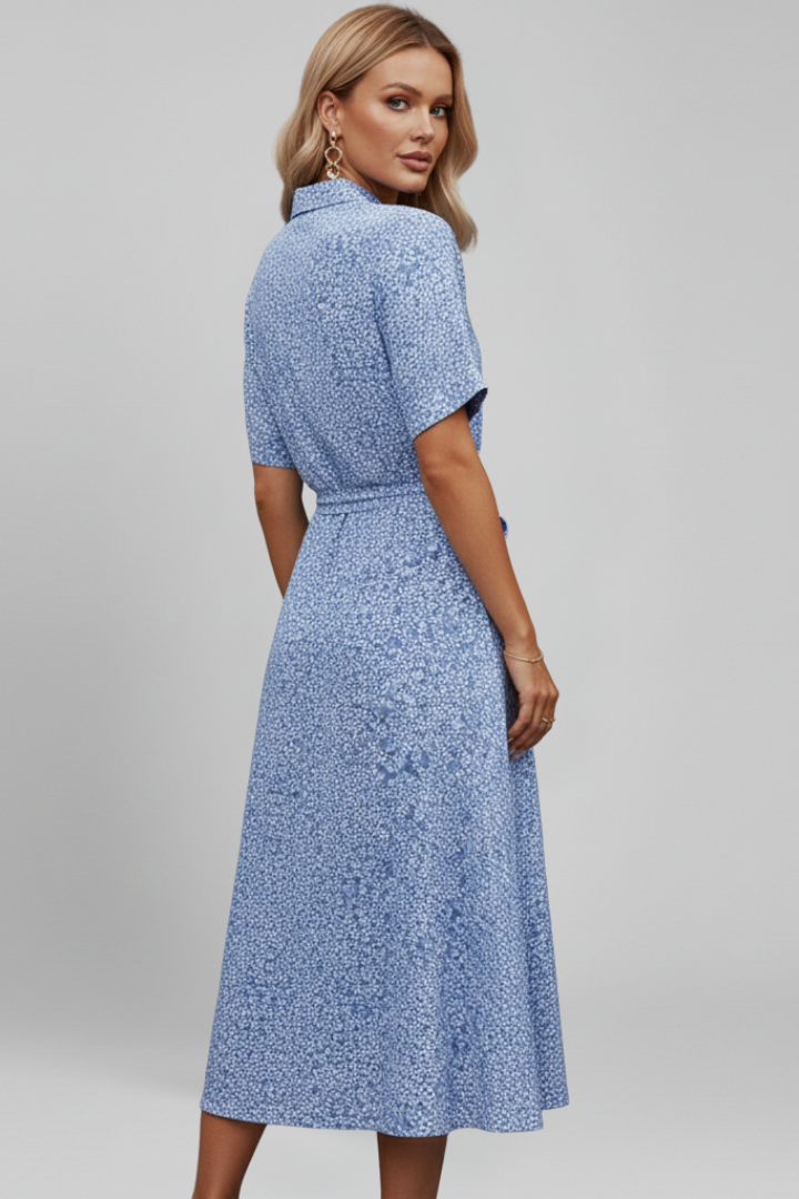 Mujer Vestido con escote en V y cierre de botones