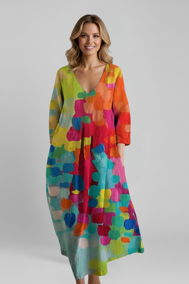 Mujer Vestido con escote en V y Printed Surface