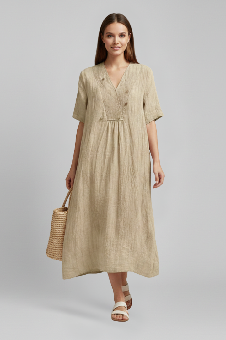 Women’s vestido con escote en V y manga corta