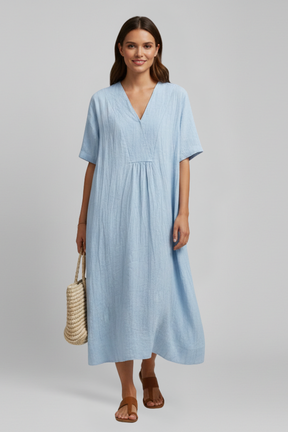 Women’s vestido con escote en V y manga corta