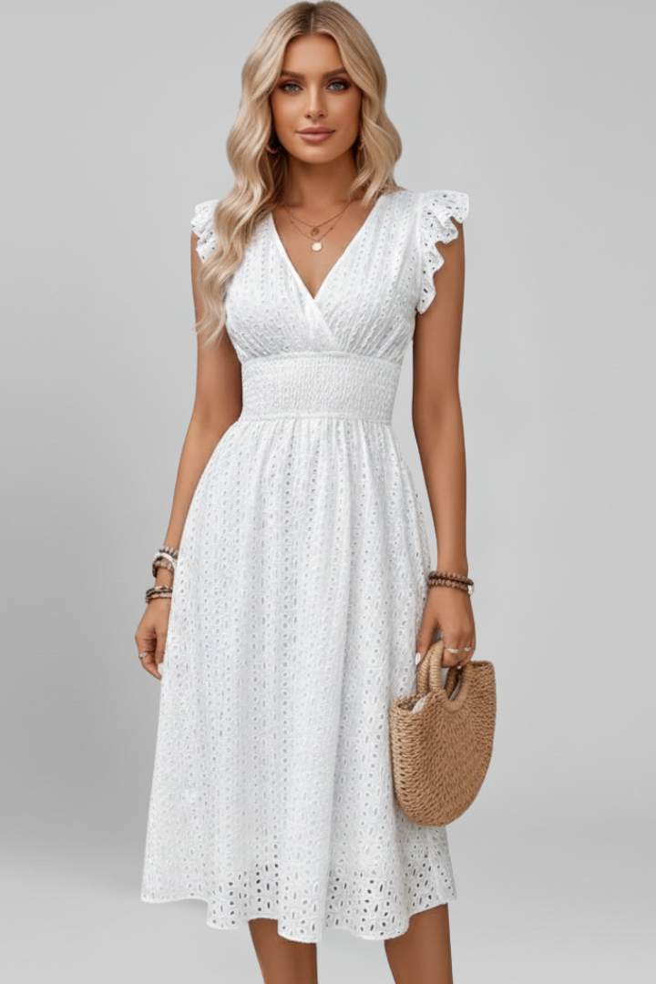 Women’s vestido con escote en V y manga corta