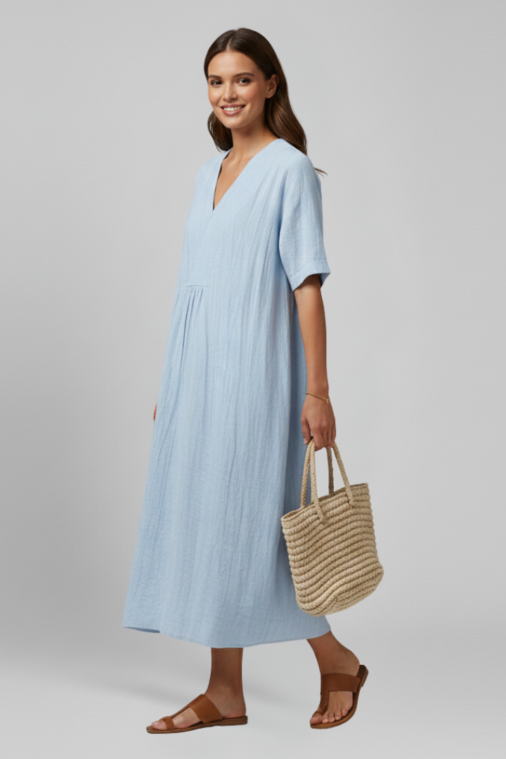 Women’s vestido con escote en V y manga corta