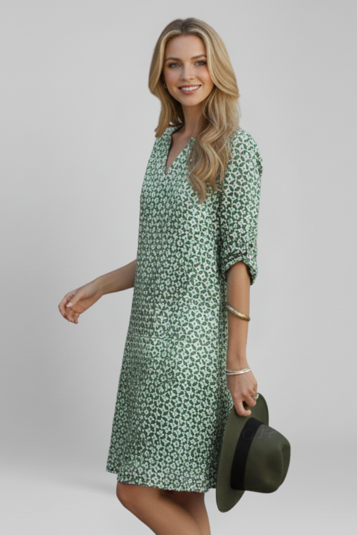 Women’s vestido con escote en V y manga corta