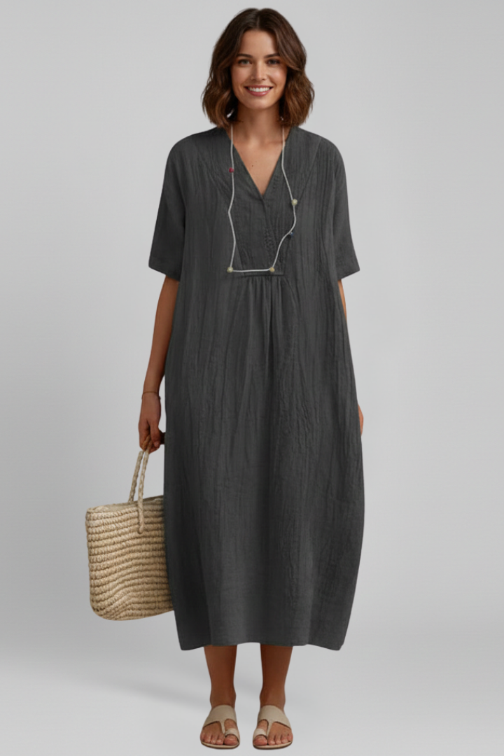 Women’s vestido con escote en V y manga corta