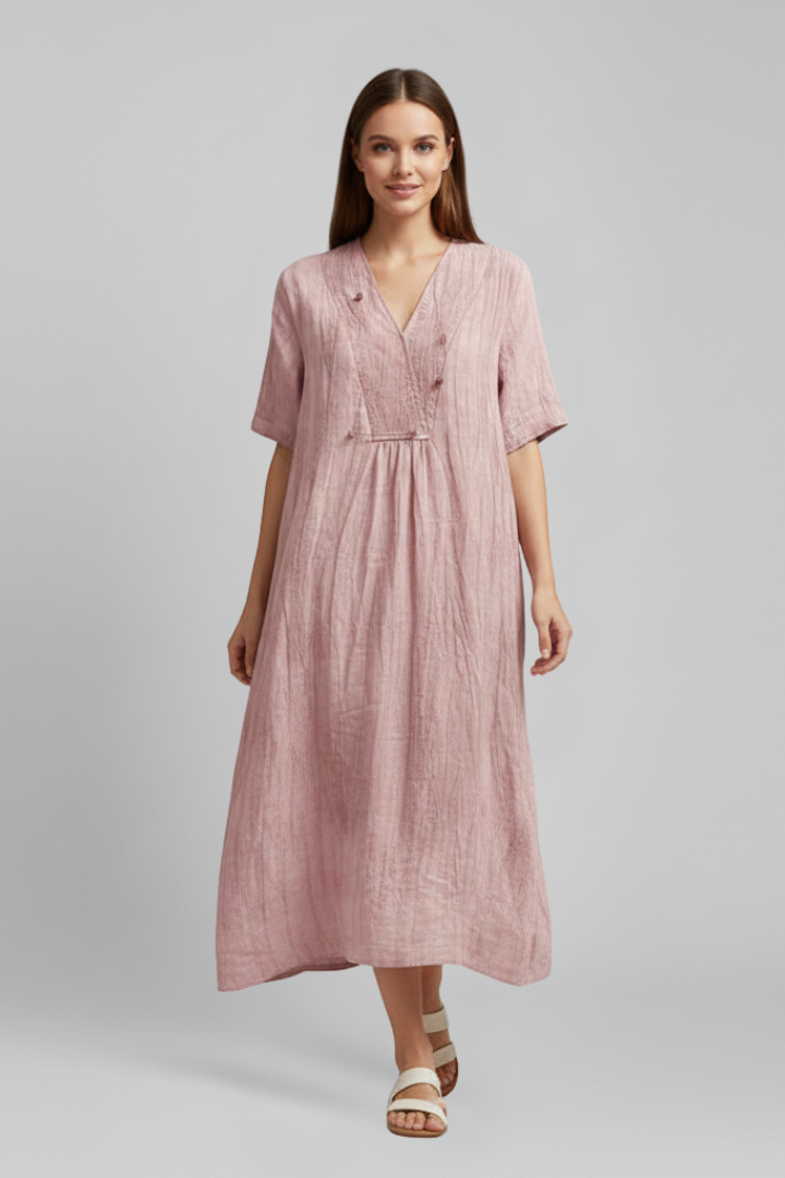 Women’s vestido con escote en V y manga corta