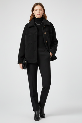 Mujer Fleece Chaqueta con botones y Generous bolsillos