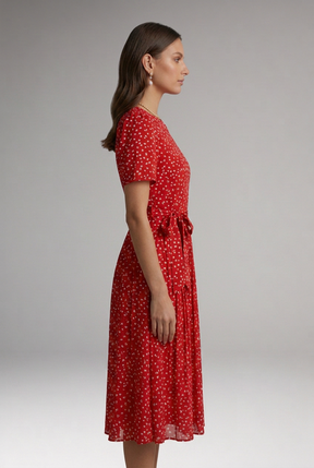 Mujer Floral Vestido con de Cuello Redondoline y Tie cintura