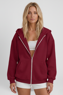 Mujer Hooded Chaqueta con Asymmetrical Zip y Drawstring