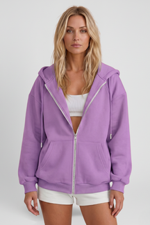Mujer Hooded Chaqueta con Asymmetrical Zip y Drawstring