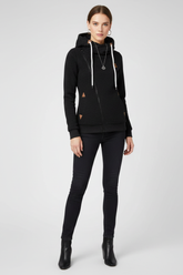 Mujer Hooded Chaqueta con Asymmetrical Zip y Drawstring