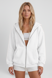 Mujer Hooded Chaqueta con Asymmetrical Zip y Drawstring