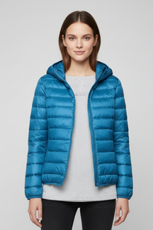 Mujer Hooded Chaqueta con cierre de cremallera y Acolchado Surface