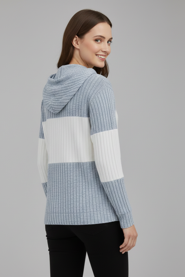 Mujer Hooded Chaqueta con Zipper y de Canalé Panels