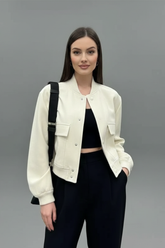 Mujer Chaqueta con cierre de botones y Elasticated Hem