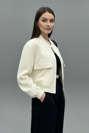 Mujer Chaqueta con cierre de botones y Elasticated Hem