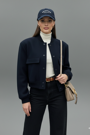 Mujer Chaqueta con cierre de botones y Elasticated Hem