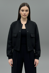 Mujer Chaqueta con cierre de botones y Elasticated Hem