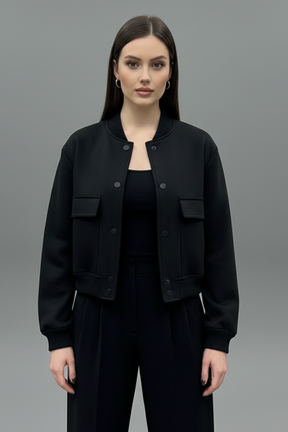 Mujer Chaqueta con cierre de botones y Elasticated Hem