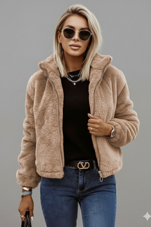 Mujer Chaqueta con Zipper y Texturizado Surface