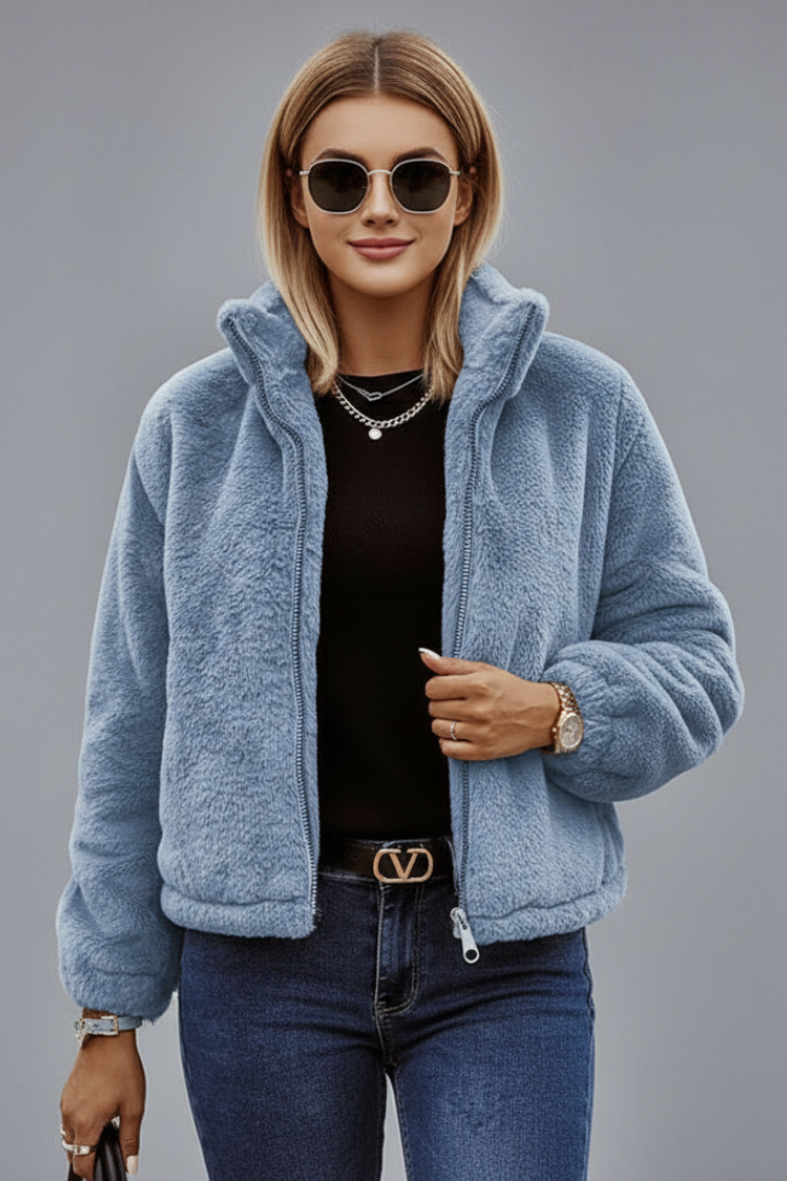 Mujer Chaqueta con Zipper y Texturizado Surface