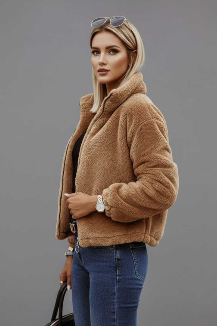 Mujer Chaqueta con Zipper y Texturizado Surface