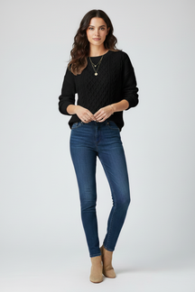 Mujer Jersey con de Cuello Redondo y de Canalé Hem