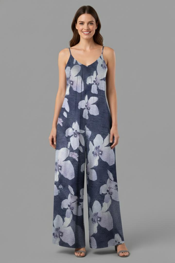 Mujer Jumpsuit con Adjustable Straps y Printed Surface