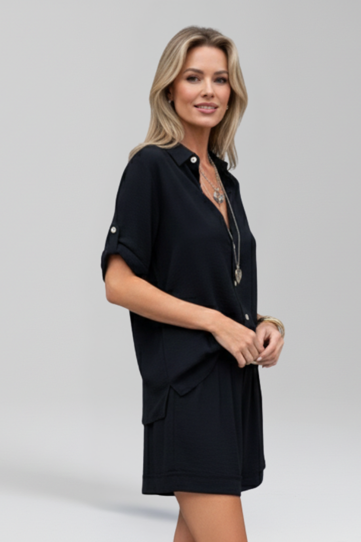 Mujer Jumpsuit con cierre frontal de botones y Short Legs