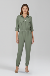 Mujer Jumpsuit con tapeta de botones y Elasticated cintura