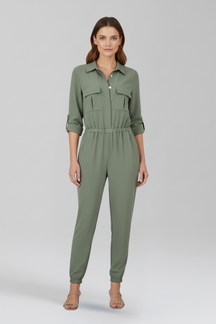 Mujer Jumpsuit con tapeta de botones y Elasticated cintura