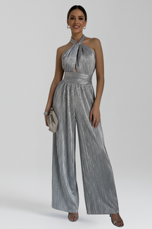 Mujer Jumpsuit con Halter Neckline y Plisado Surface