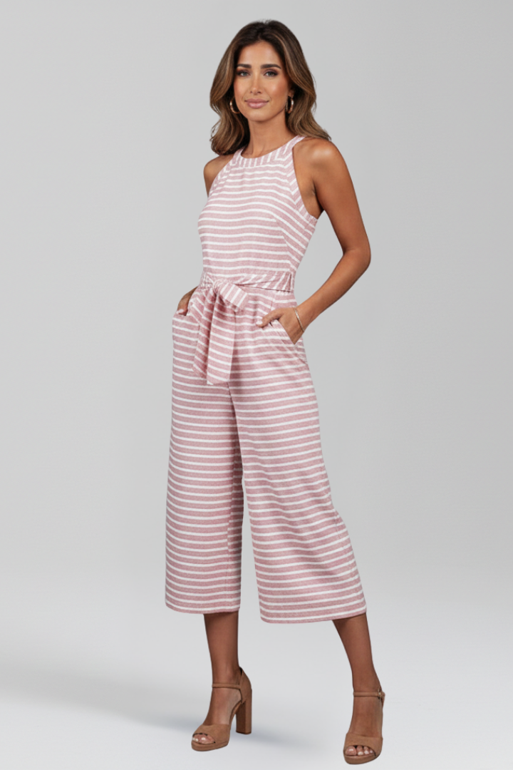 Mujer Jumpsuit con Halter Neckline y cintura Cinturón