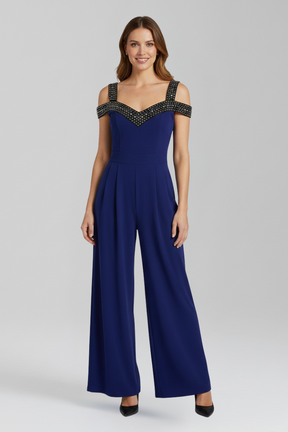 Mujer Jumpsuit con Off-hombro Neckline y Pierna Anchas