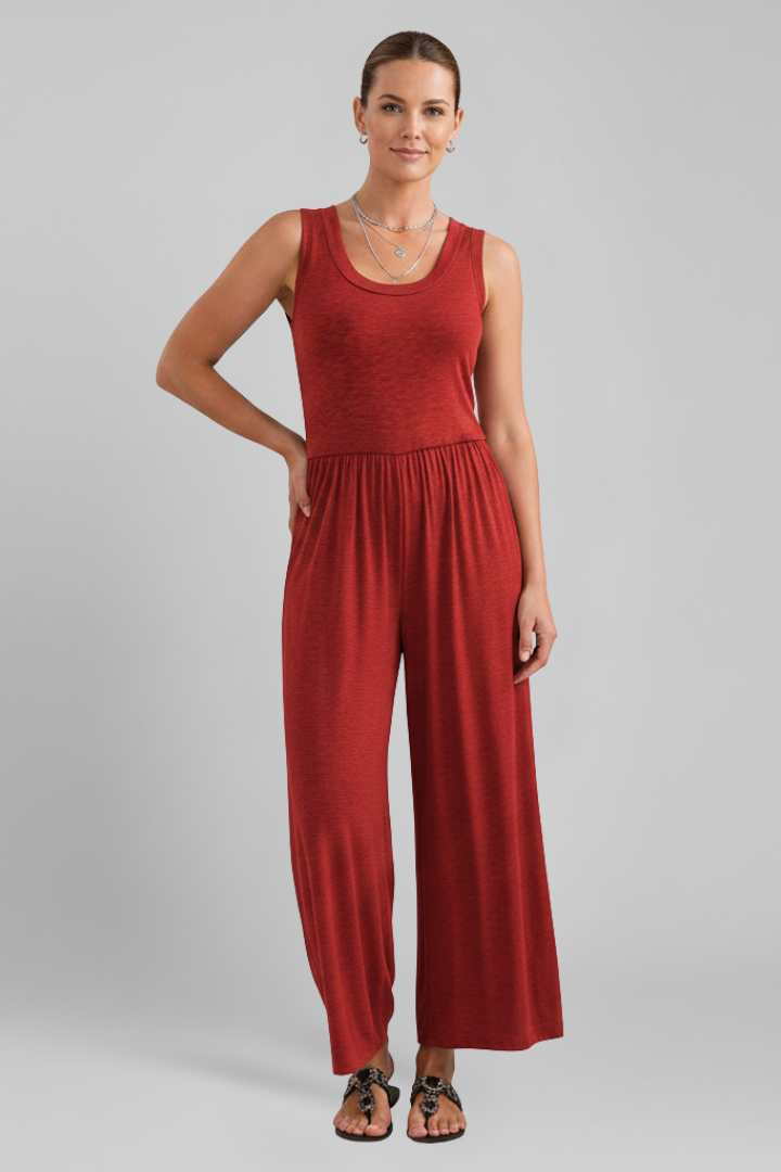 Mujer Jumpsuit con de Cuello Redondoline y Elastic cintura