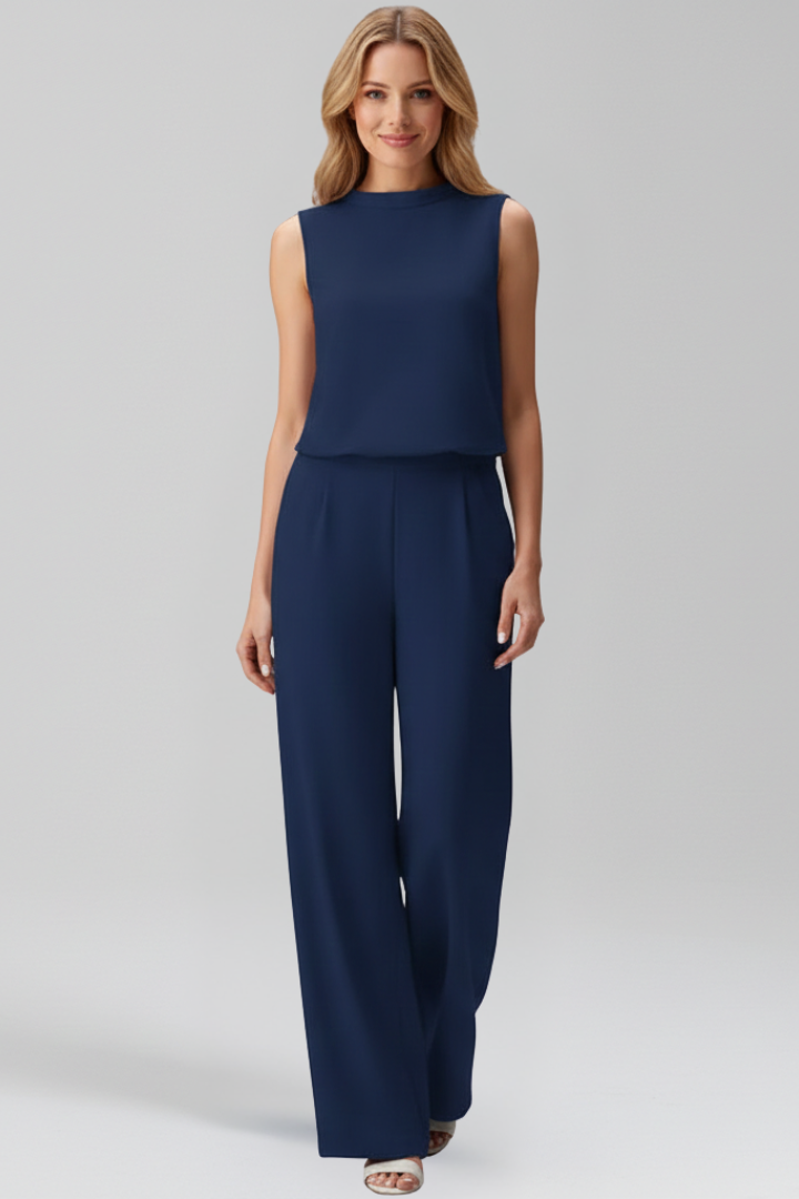 Mujer Jumpsuit con de Cuello Redondoline y Pierna Anchas