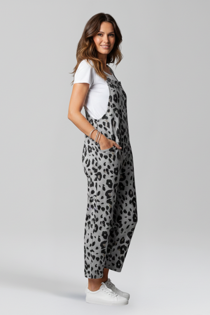 Mujer Jumpsuit con Scoop Neckline y Printed Surface