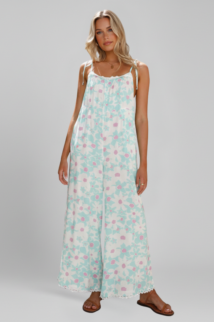 Mujer Jumpsuit con Square Neckline y Printed Surface