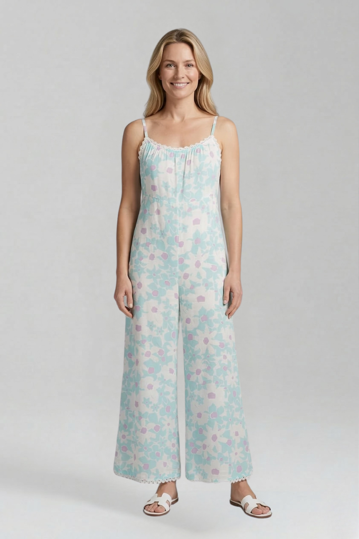 Mujer Jumpsuit con Square Neckline y Printed Surface