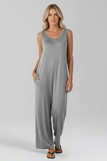 Mujer Jumpsuit con escote en V y bolsillos laterales
