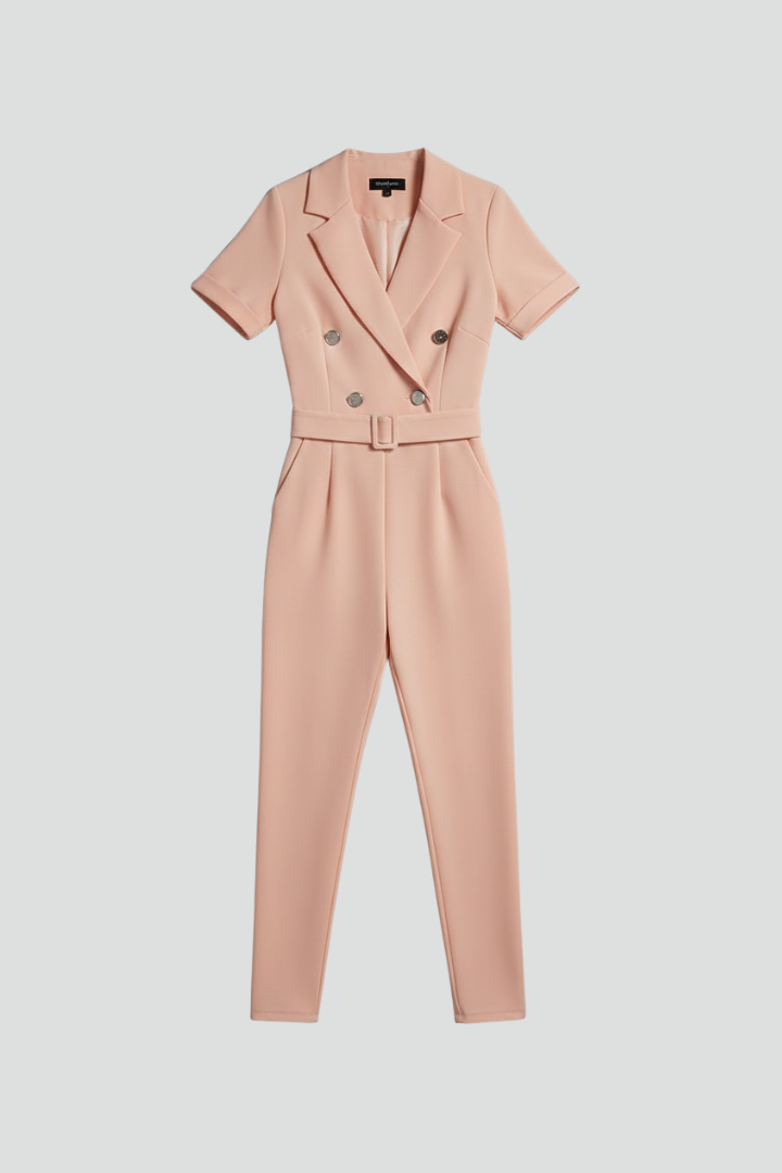 Mujer Jumpsuit con escote en V y Tied cintura Cinturón