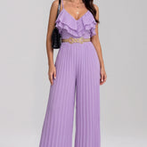 Mujer Jumpsuit con escote en V y cintura Cinturón