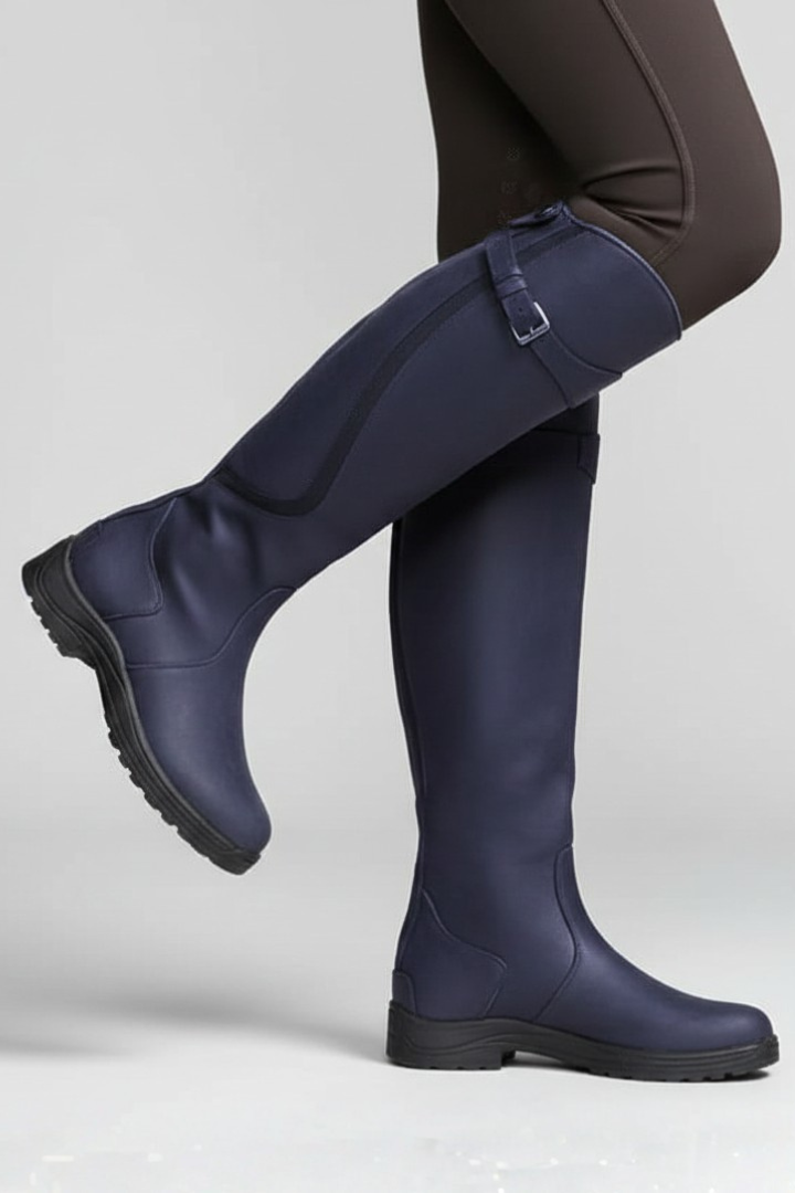 Mujer Knee-High Botas con Pull-On diseño y Rubber Sole