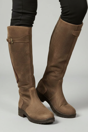 Mujer Knee-High Botas con Pull-On diseño y Rubber Sole