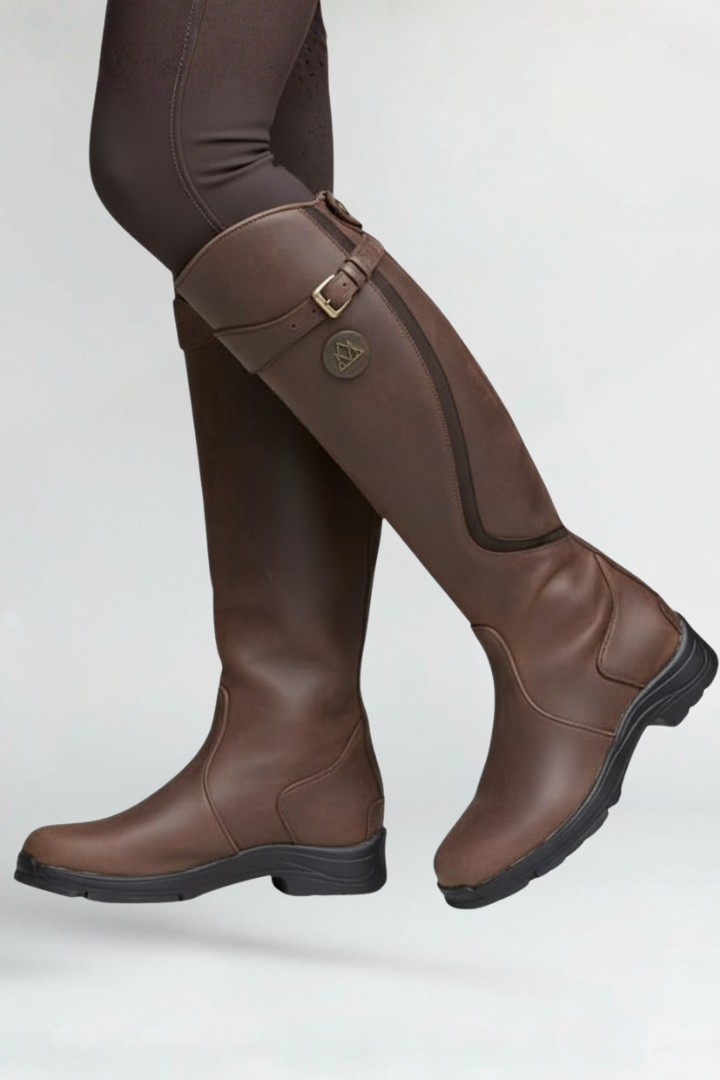 Mujer Knee-High Botas con Pull-On diseño y Rubber Sole