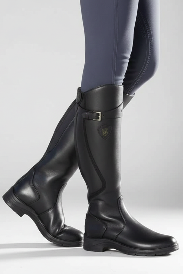 Mujer Knee-High Botas con Pull-On diseño y Rubber Sole