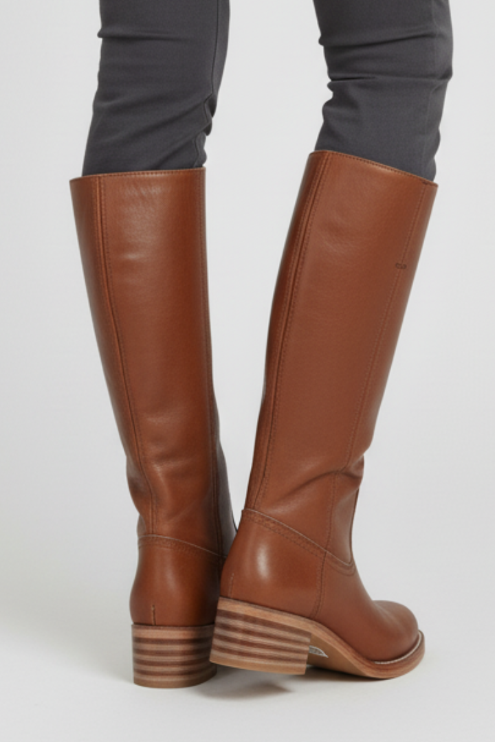 Mujer Knee-High Botas con Round Toe y Tacón de Bloque