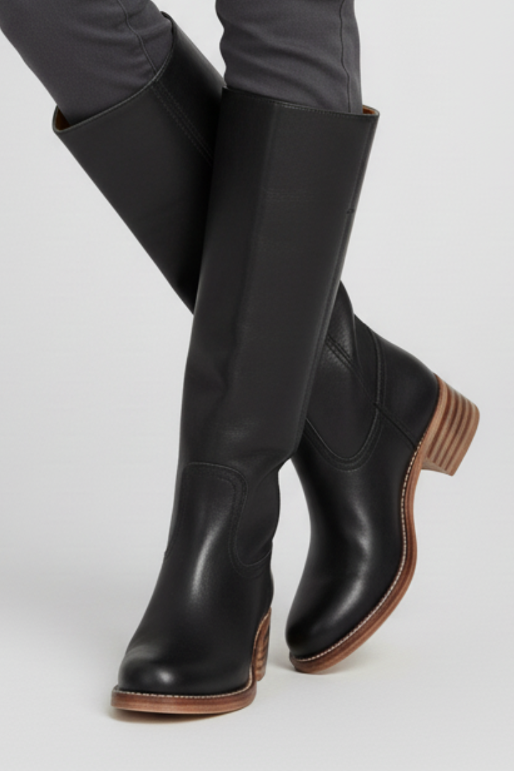 Mujer Knee-High Botas con Round Toe y Tacón de Bloque